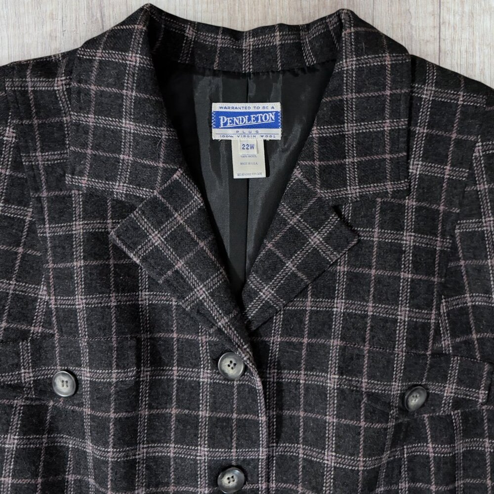 Pendleton Plus 100% Virgin Wool Windowpane Blazer… - image 8